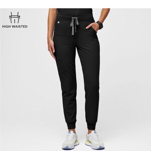 Figs High Waisted Zamora Jogger Scrub Pants black large